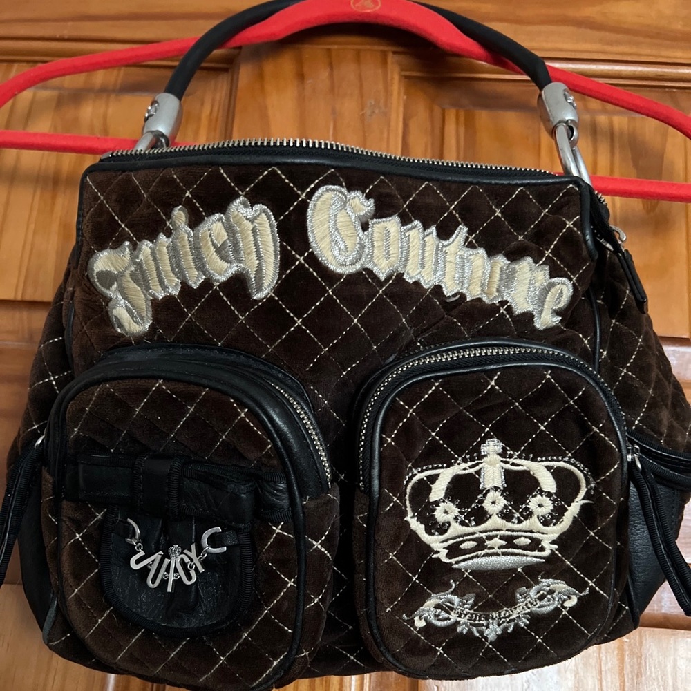 JUICY COUTURE BROWN GENUINE QUILTED VELOUR PURSE VINTAGE Y2K.